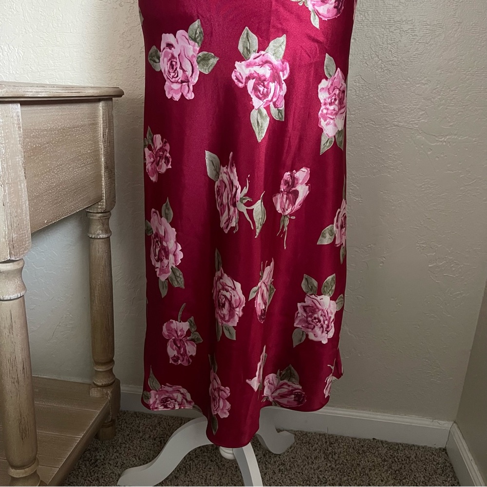 Vintage Slip Satin Silk Floral Lace Romantic Whimsical Sexy Coquette Fairy Dress - Picture 4 of 13